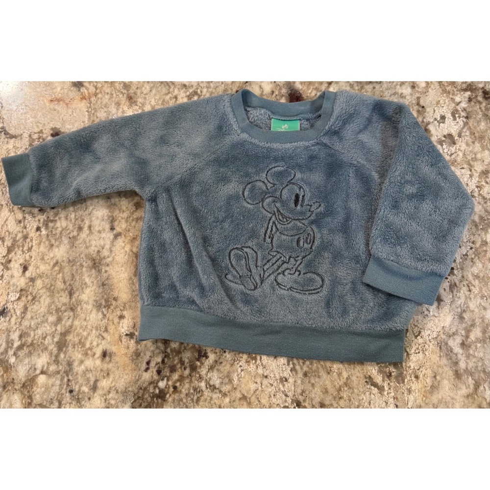 Disney Baby Mickey Mouse Blue Fuzzy Fleece Sweatshirt Pullover 9M